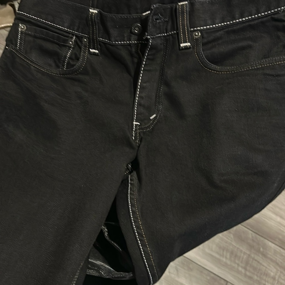 Black Denim Jeans with White Stitching